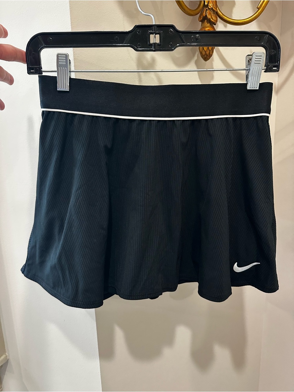 Nike Court Flouncy Tennis Skirt Black with White Piping Medium